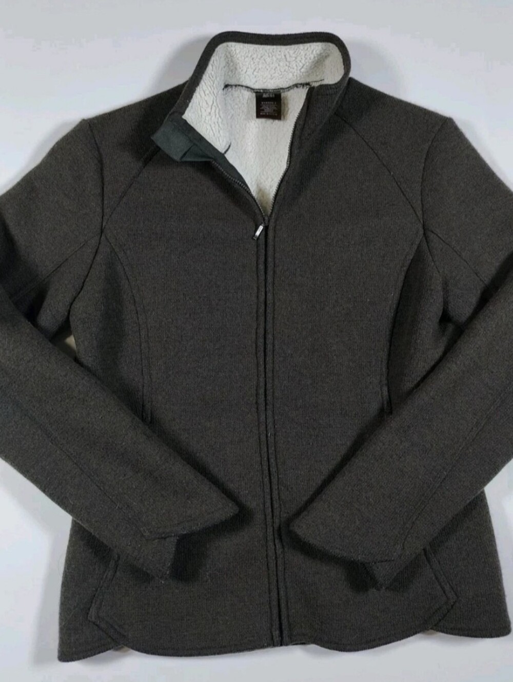 REI Charcoal Zip-Up Women's Wool Blend Sherpa Sweater Jacket Size S
